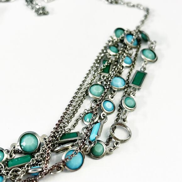 Banana Republic 9-Strand Turquoise & Silver Necklace - Picture 3 of 7